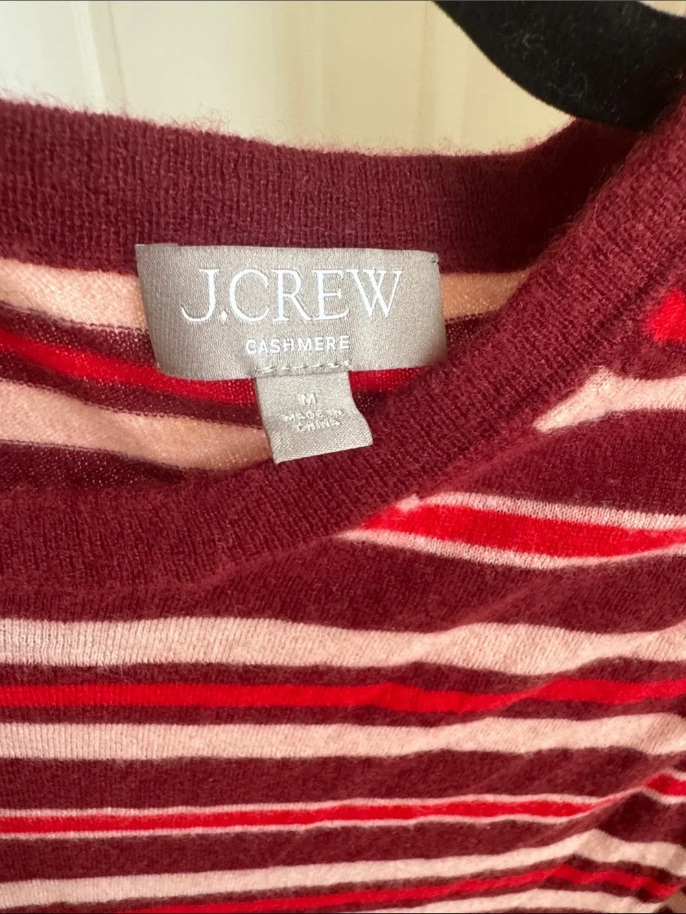 J.Crew Women’s Red & Pink Striped Cashmere Sweater